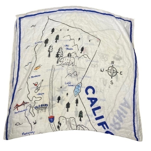 Old‎ Navy California Map Wall Art Hanging Lightweight Decor Blue White State - Picture 1 of 9